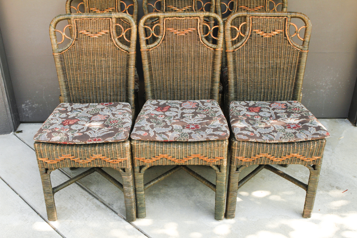 Palecek Wicker Side Chairs With Cushions EBTH